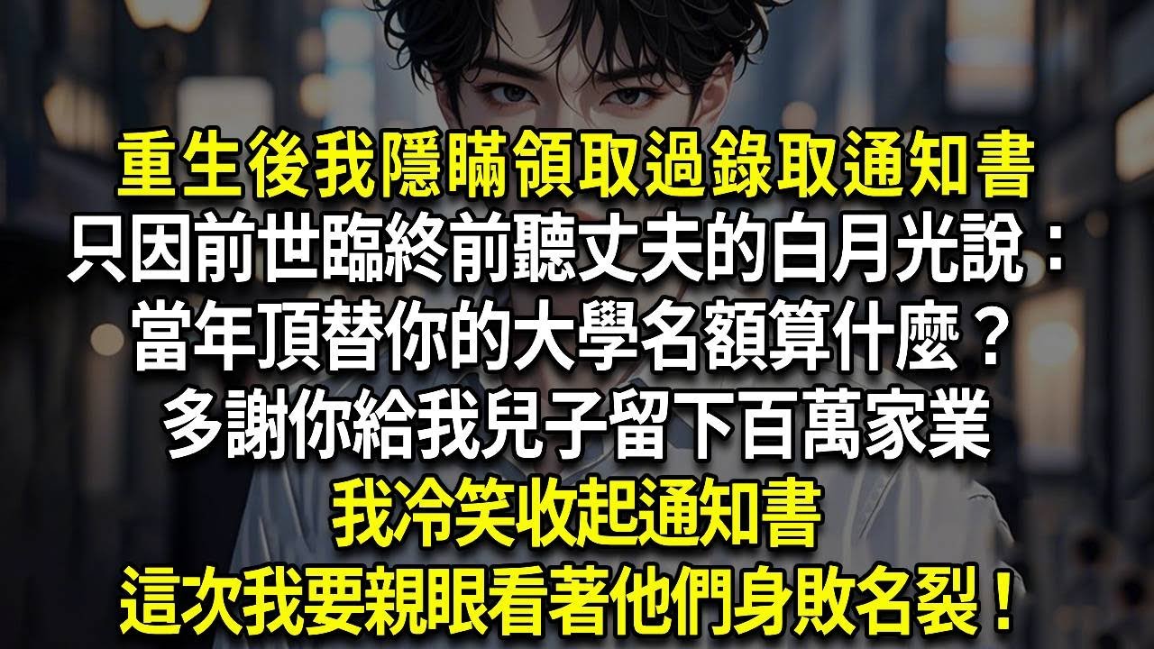 重生後我隱瞞領取過錄取通知書，只因前世臨終前聽丈夫的白月光說：當年頂替你的大學名額算什麼？多謝你給我兒子留下百萬家業，我冷笑收起通知書，這次我要親眼看著他們身敗名裂！
