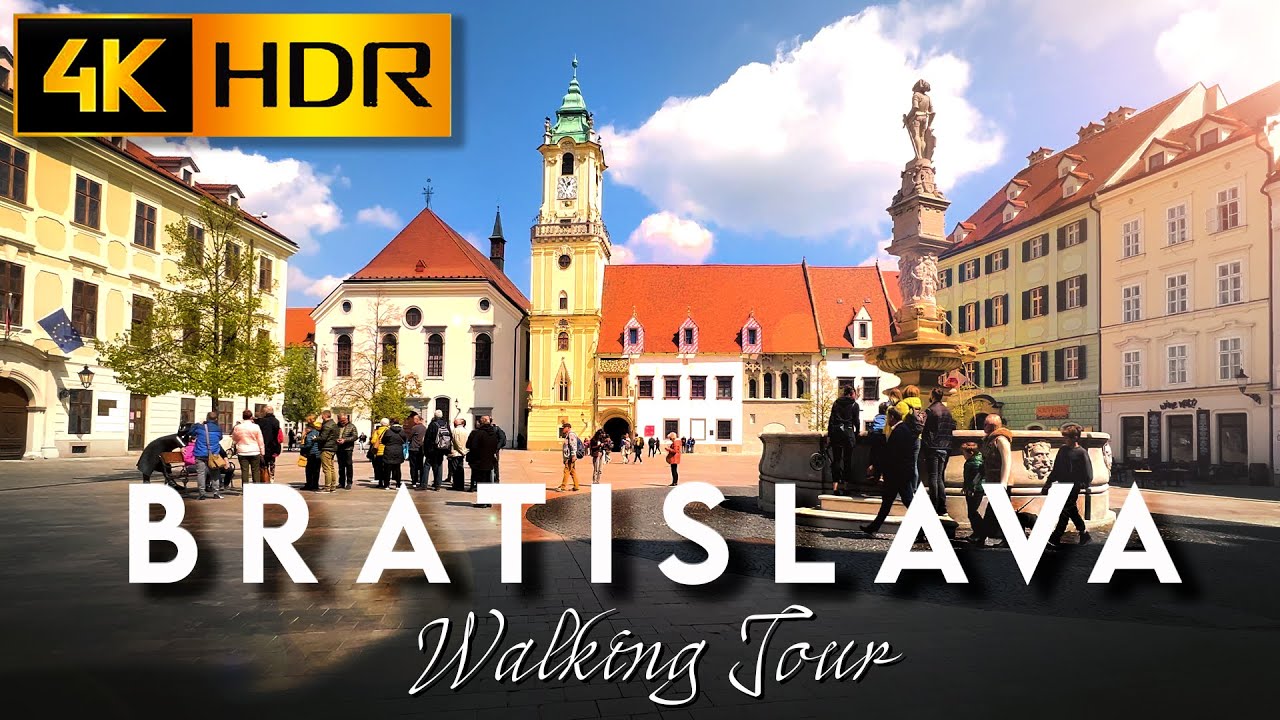4K HDR WALK in BRATISLAVA | Walking Tour in THE HEART OF THE OLD TOWN CITY CENTER on a sunny day