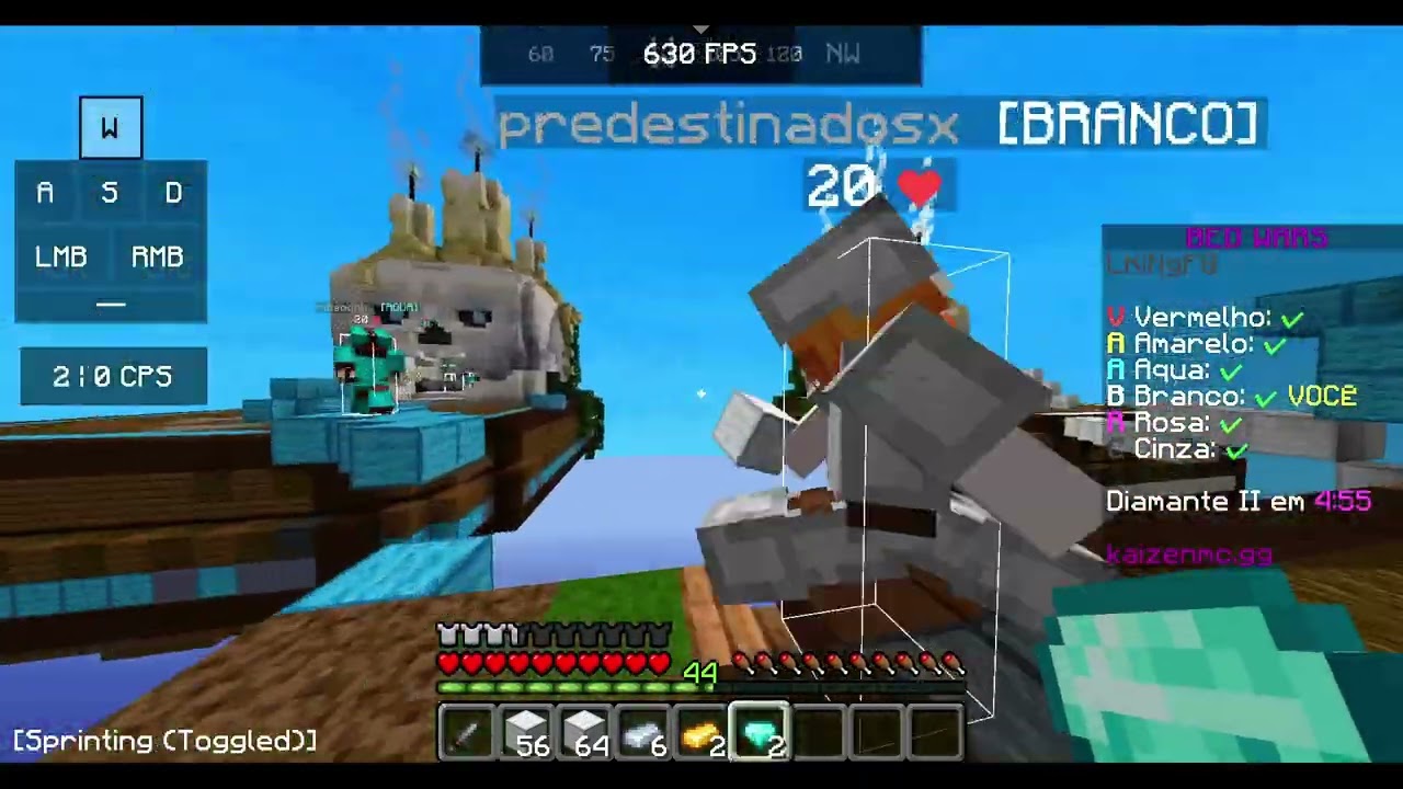 Bedwars no kaizen! meu segundo video eu postei hoje mesmo porque o primeiro deu errado!!
