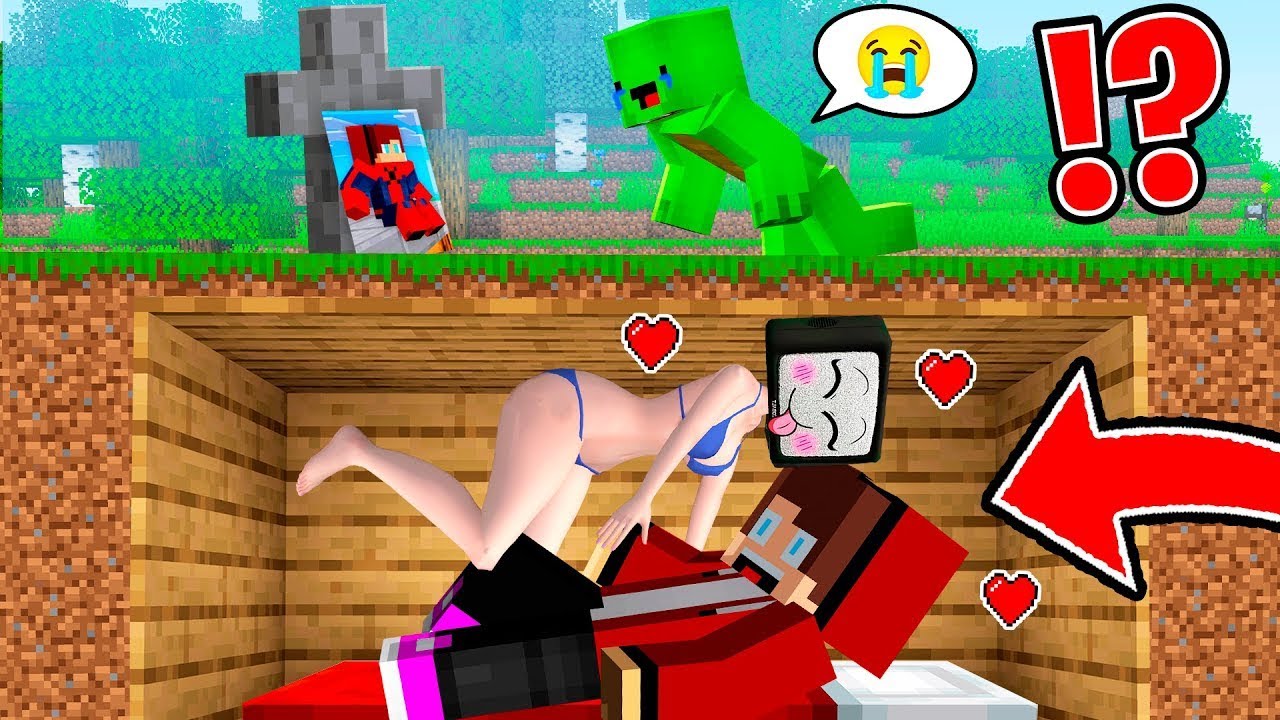 TV WOMAN SWIMSUIT and JJ BURIED ALIVE FELL in LOVE! Mikey is SAD at the GRAVE in Minecraft - Maizen