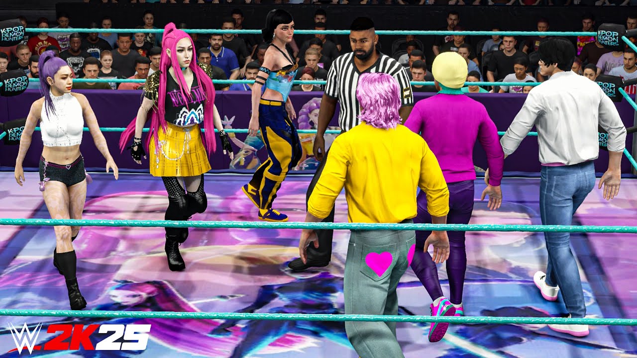 Huntrix vs Saja Boys - Rumi & Mira & Zoey vs Jinu & Romance & Baby | K-Pop Demon Hunters WWE 2K25