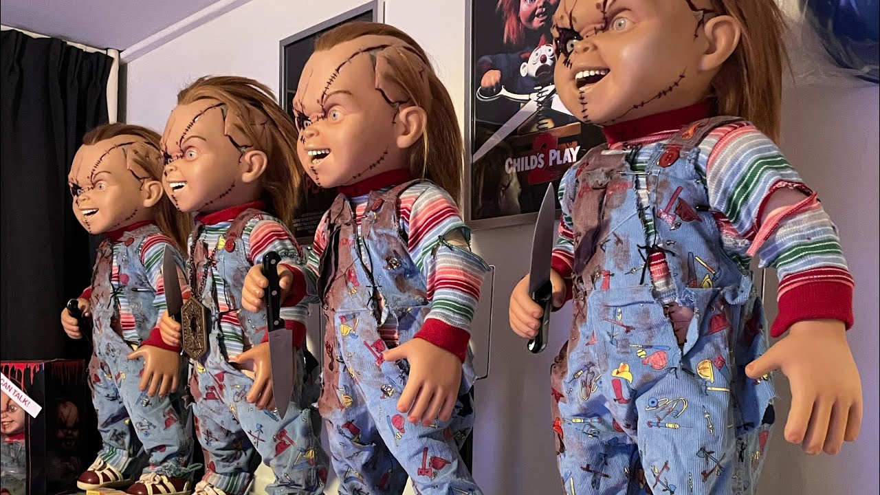 Life size chucky doll collection child’s play good guys 2025 Sideshow Dream rush Neca Tots