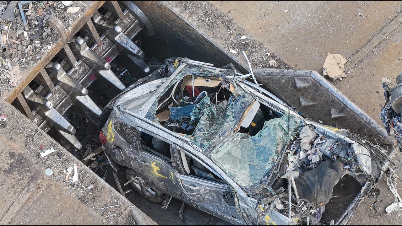 Crushing Cars & Scrap Metal in the Pre-Shredder | Preston's Largest Scrap Metal Recycling Yard #fyp