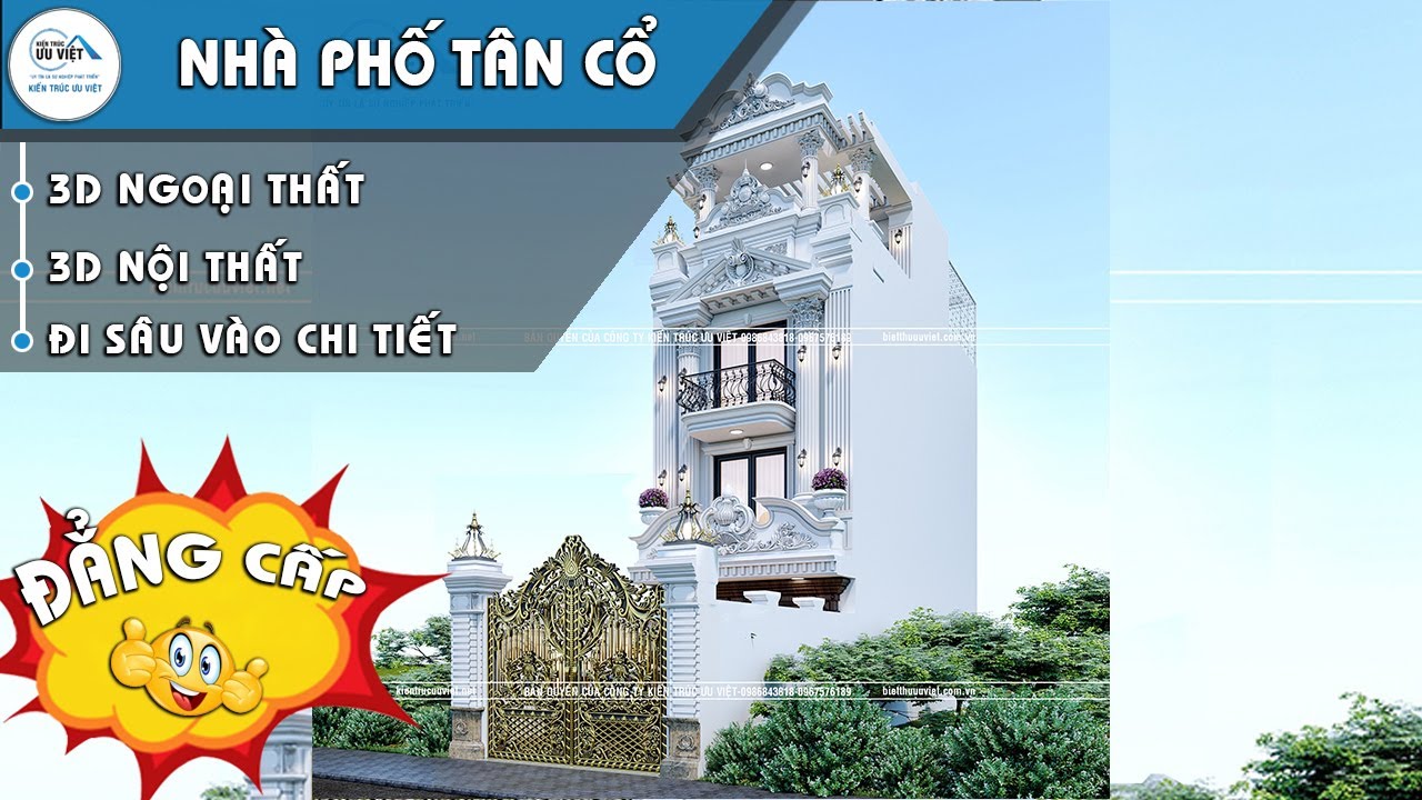 MẪU NHÀ PHỐ PHONG CÁCH TÂN CỔ ĐIỂN, DIỆN TÍCH  XÂY DỰNG TRỆT : 5X17.3M