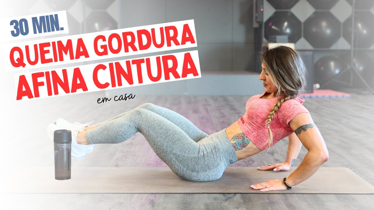 CARDIO E ABS: Queima Gordura e Afina Cintura em casa - 30 min. - Sem equipamentos
