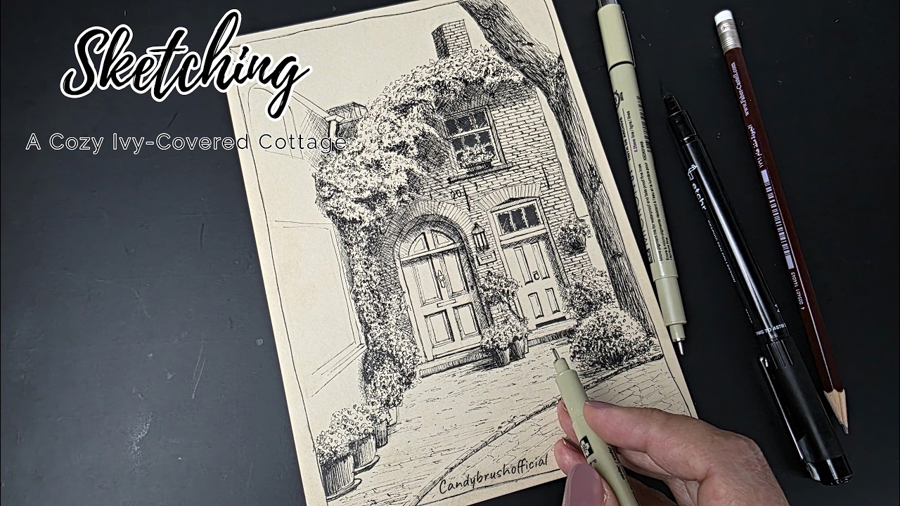 Pen & Ink Drawing #56 | Sketching a Cozy Ivy Covered Cottage