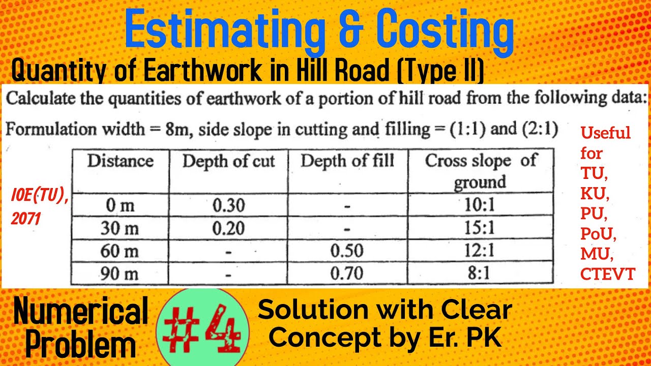 Quantity of Earthwork in Hill Road (Type II) | Estimating and Costing | TU, KU, PU, PoU, MU, CTEVT