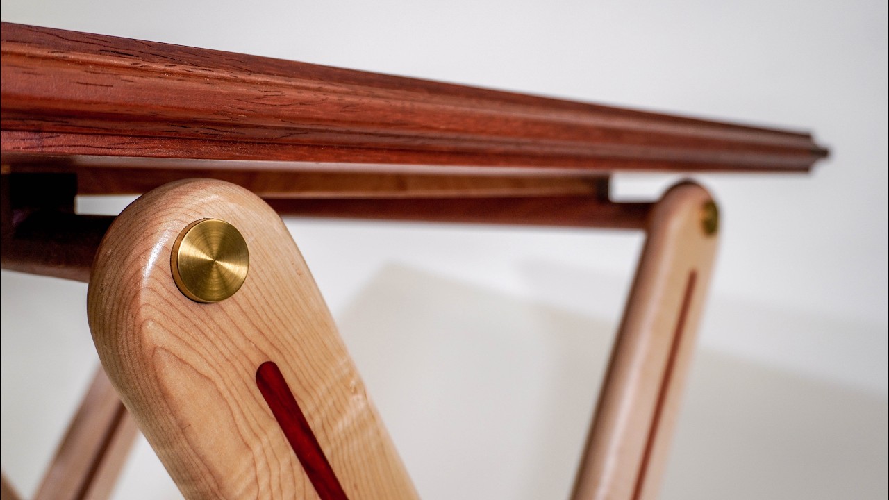 Making a Folding Table for a Chess Board | Padauk and Curly Maple with a Maple Burl Table Top