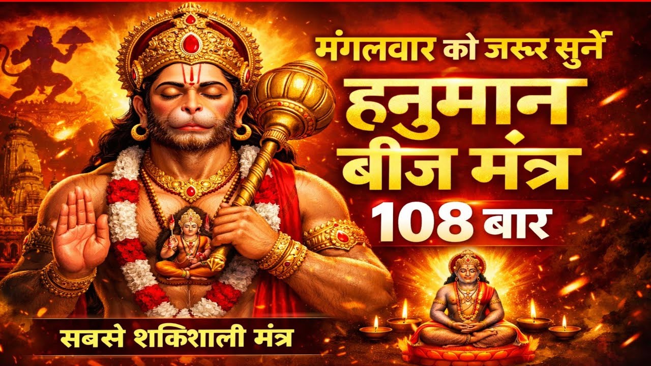 मंगलवार भक्ति | मंगलवार को सुनें हनुमान जी का सबसे शक्तिशाली मंत्र 108 बार | हनुमान बीज मंत्र 108 |