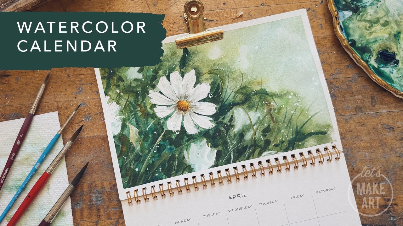 How To Paint Loose Florals | April Watercolor Calendar Spread