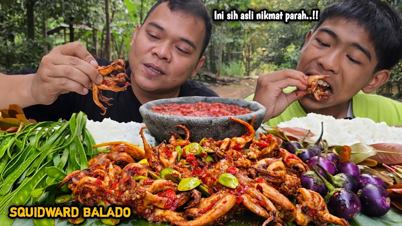 BIKIN NAGIH ! MUKBANG TENTAKEL CUMI BALADO + PETE SELONG + TERONG UNGU + SAMBEL TERASI