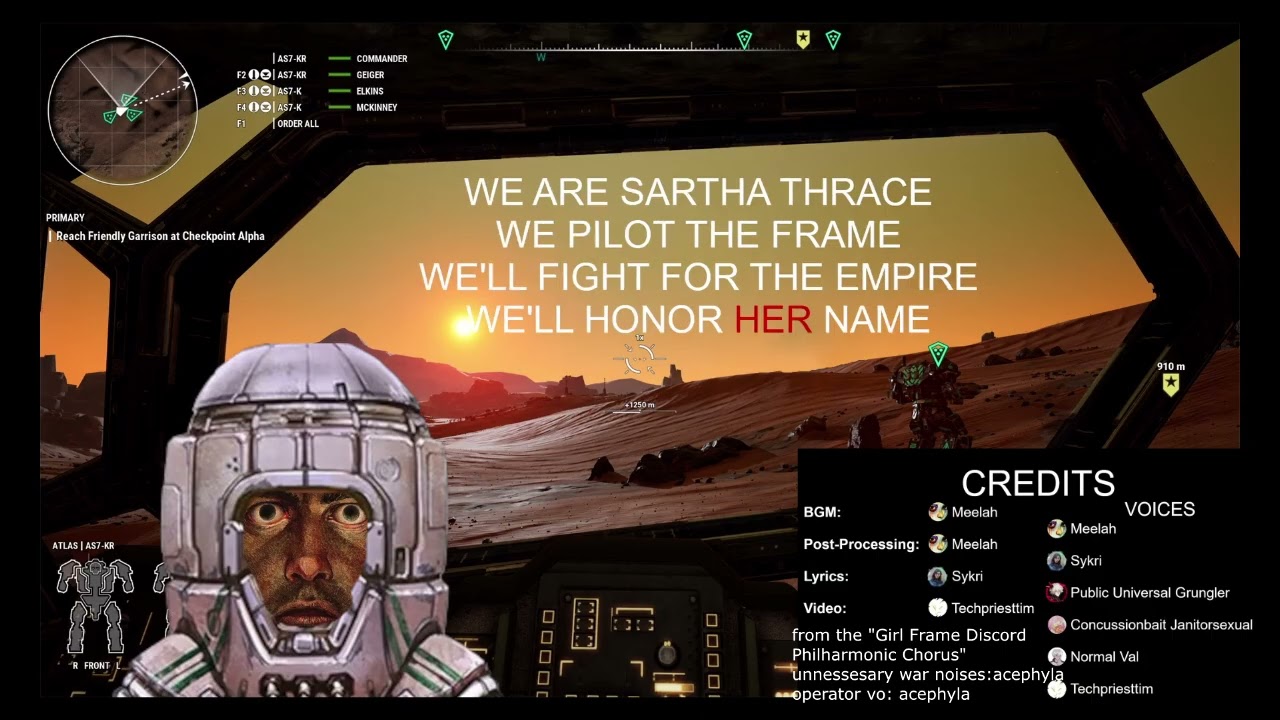 we are sartha thrace but you're bleeding out after sacrificing yourself in an imperial ambush