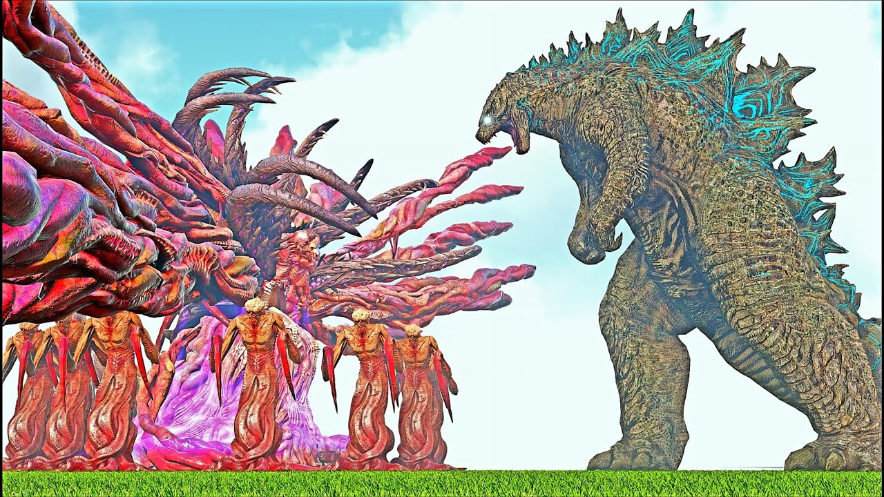 THE MANIFESTATION OF SINS DEMON BOSS VS TITANUS GOJIRA GODZILLA (ARK SURVIVAL EVOLVED BATTLE)