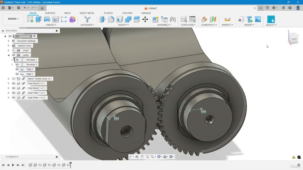 FUSION 360 Assembly COMPLETE COURSE 2026, PART 34: DOUBLE ROLLER BARREL THROTTLE ASSEMBLY