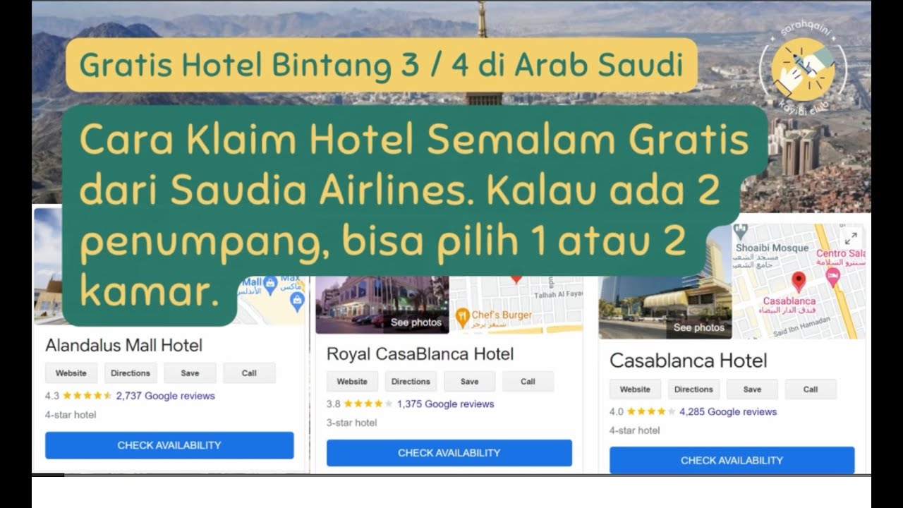 Cara Pesan Hotel Gratis dari SAUDIA Airlines dapat sarapan dan airport transfer - SARAHQAINI