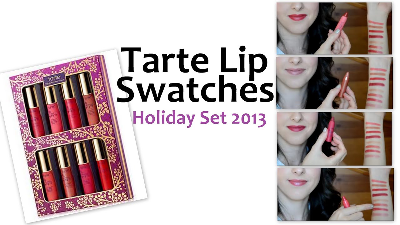 Lip Swatches of the Tarte Pure Delights 8 Piece LipSurgence Lip Set