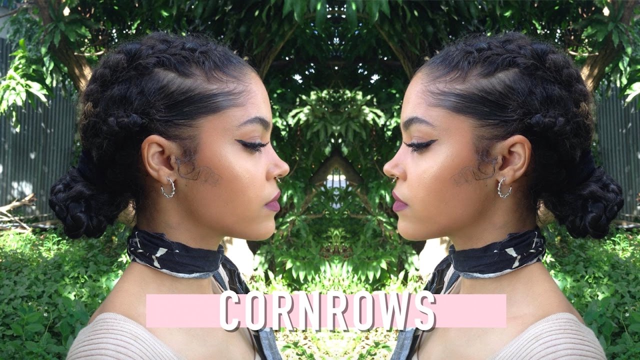 CORNROWS WITH A BUN PROTECTIVE HAIRSTYLE