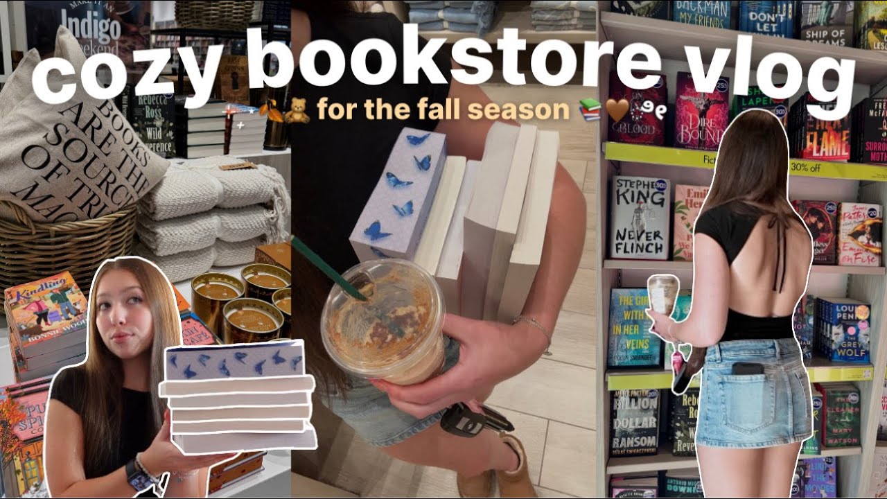 *cozy* fall bookstore vlog 🧸💌 fall coded books & massive book haul!