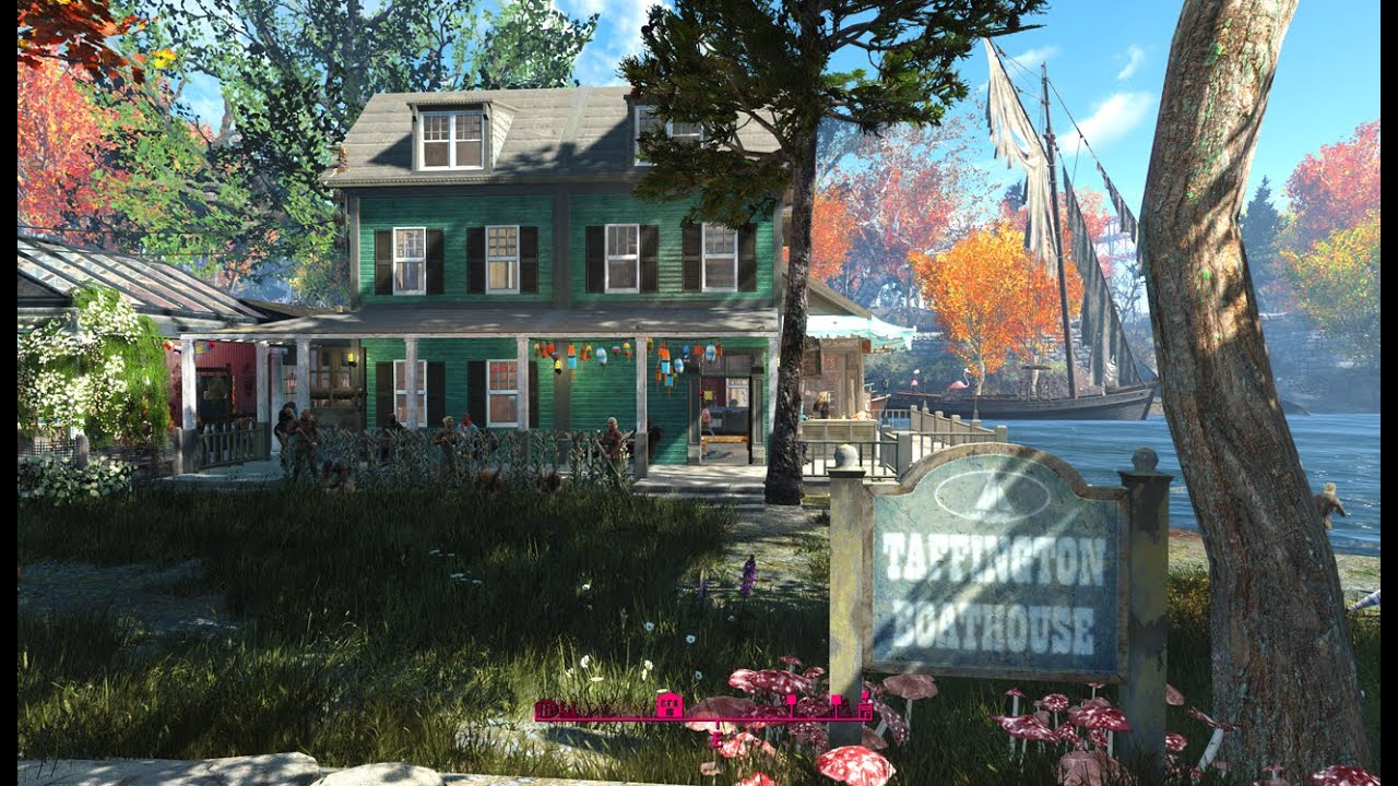 Fallout 4 Settlement Tour - Taffington Boathouse (Modded)