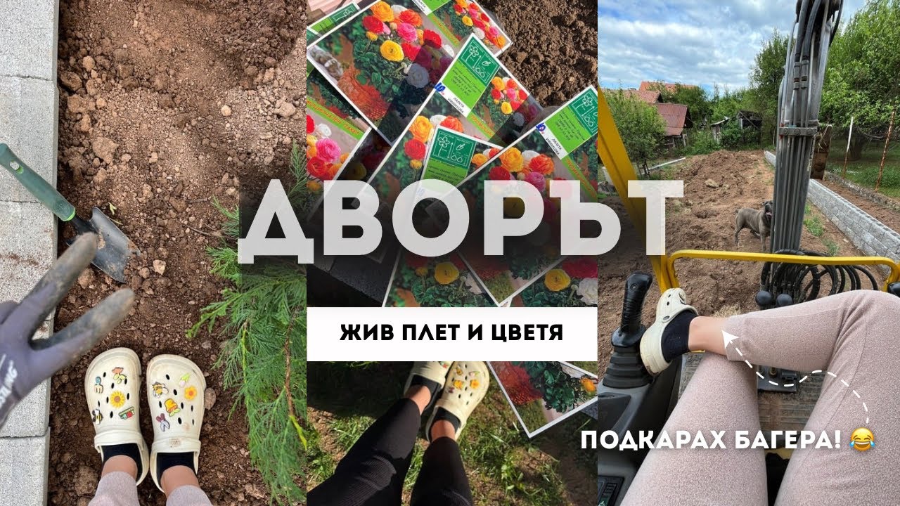 ДВОРЪТ еп.2: Жив плет и цветя | Подкарах багера за първи път 😂
