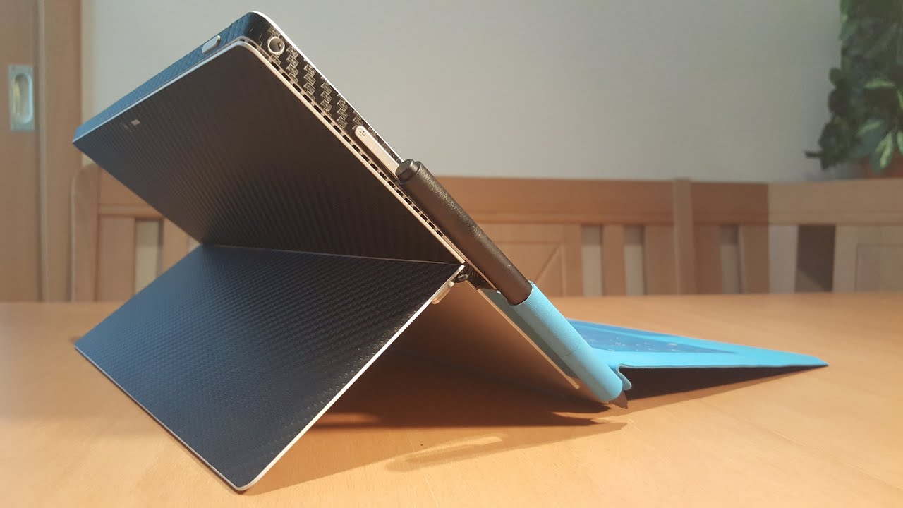 Quick Look: Microsoft Surface Pro 3 Official Tempered Glass Protector + cheap 5$ Carbon Skin