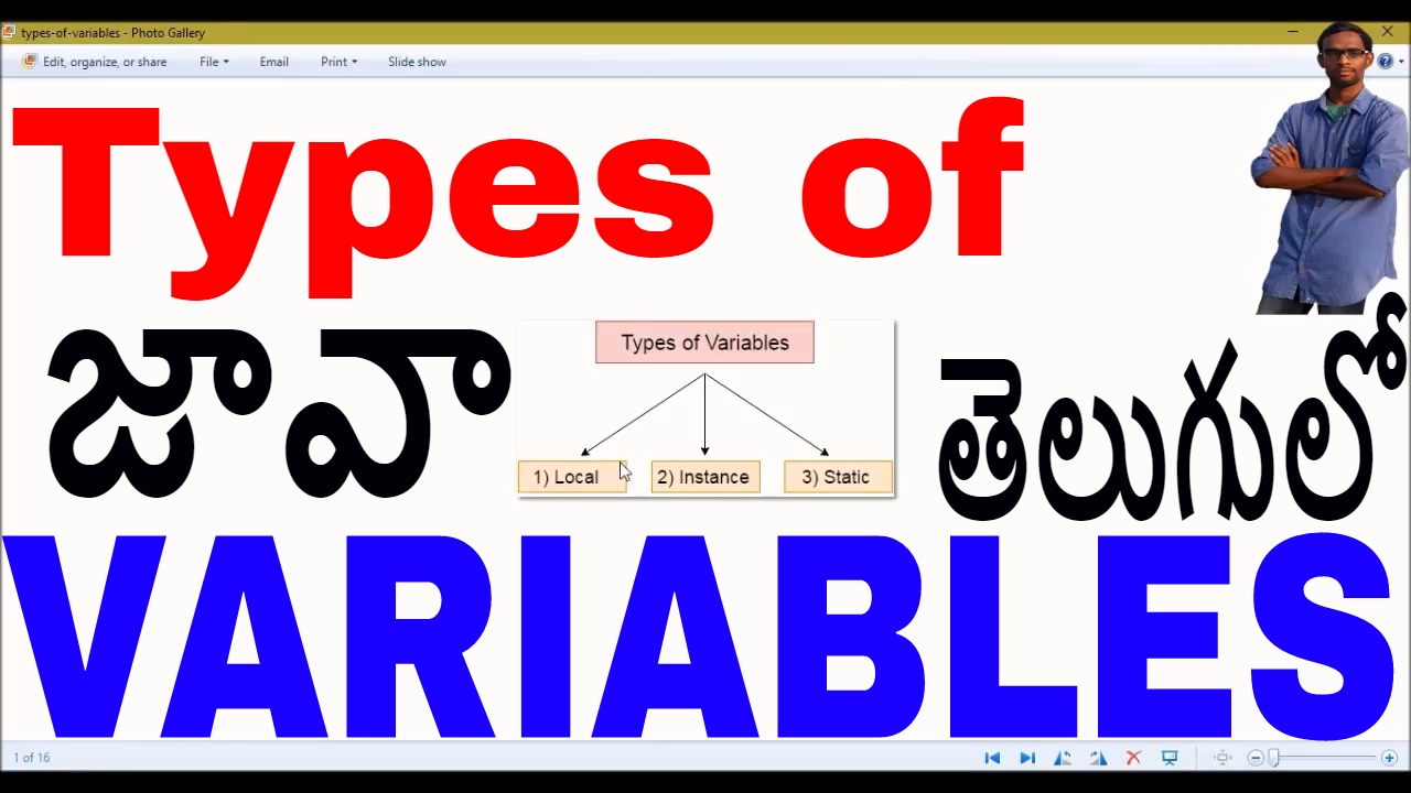 Types of Variables in Java in telugu || Local Variables || Instance Variables || Static Variables
