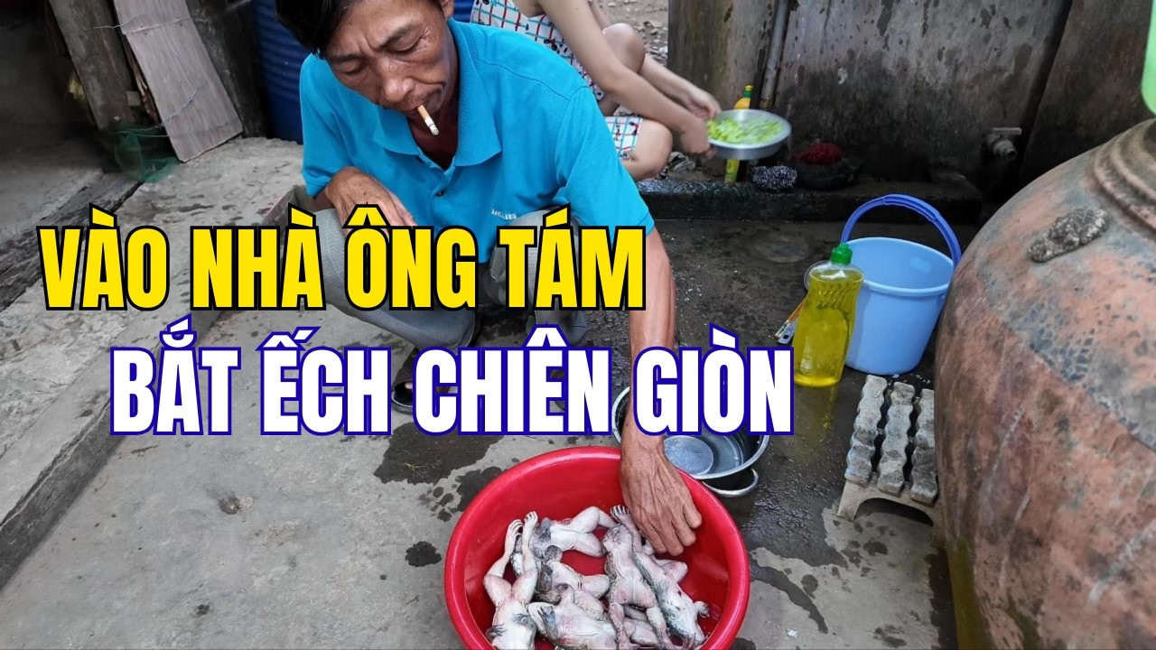 Vào nhà ông Tám xin ếch nuôi về làm món ếch chiên giòn ăn quá đã | Sơ Ri Family