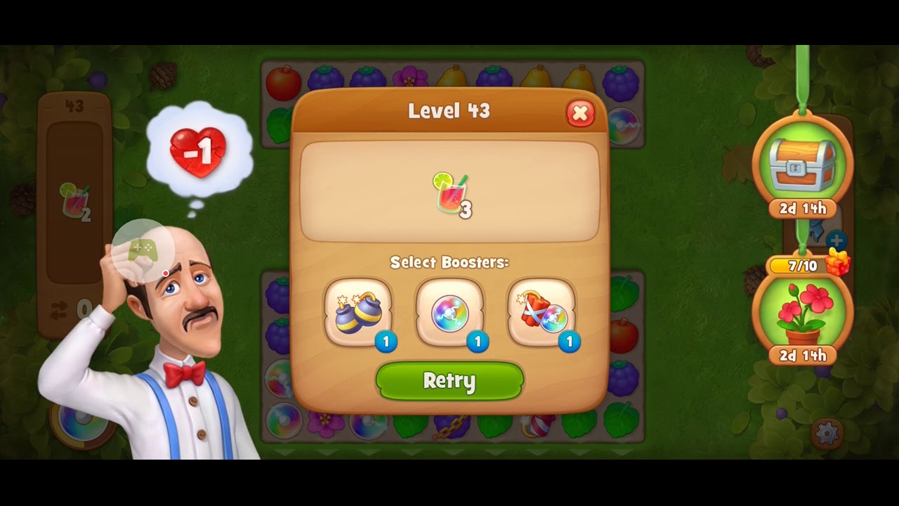 Gameplay #part 9, No Win Level 43 Failed Gardenscapes