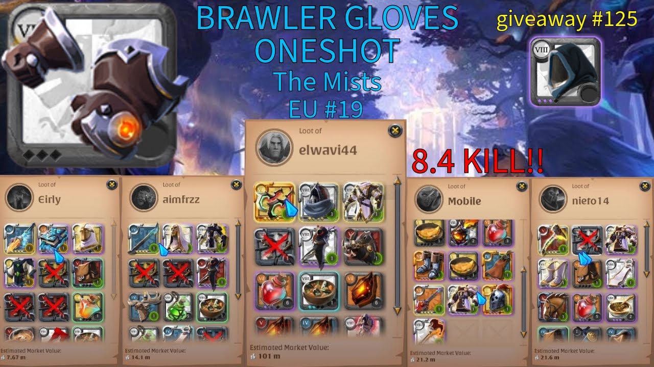 ONESHOT BRAWLER GLOVES The Mists | 8.4 KILL | EU #19 | Albion online - 8.3 giveaway