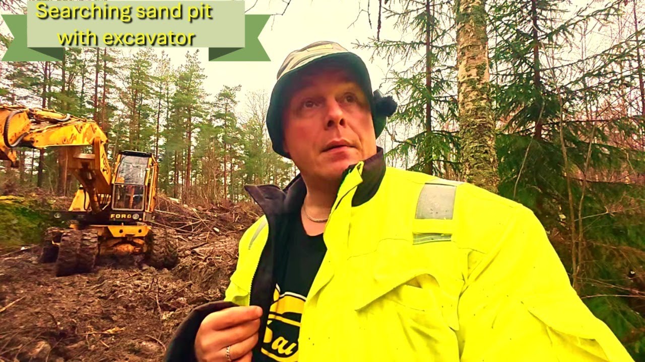 Searching sand pit with excavator part 1