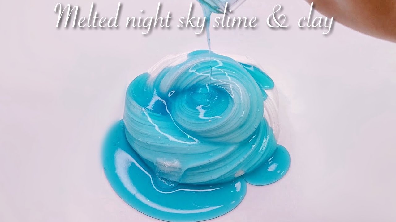【ASMR】🌌溶けた夜空スライムで粘土スライムを作る🌌【音フェチ】Melted night sky slime & clay
