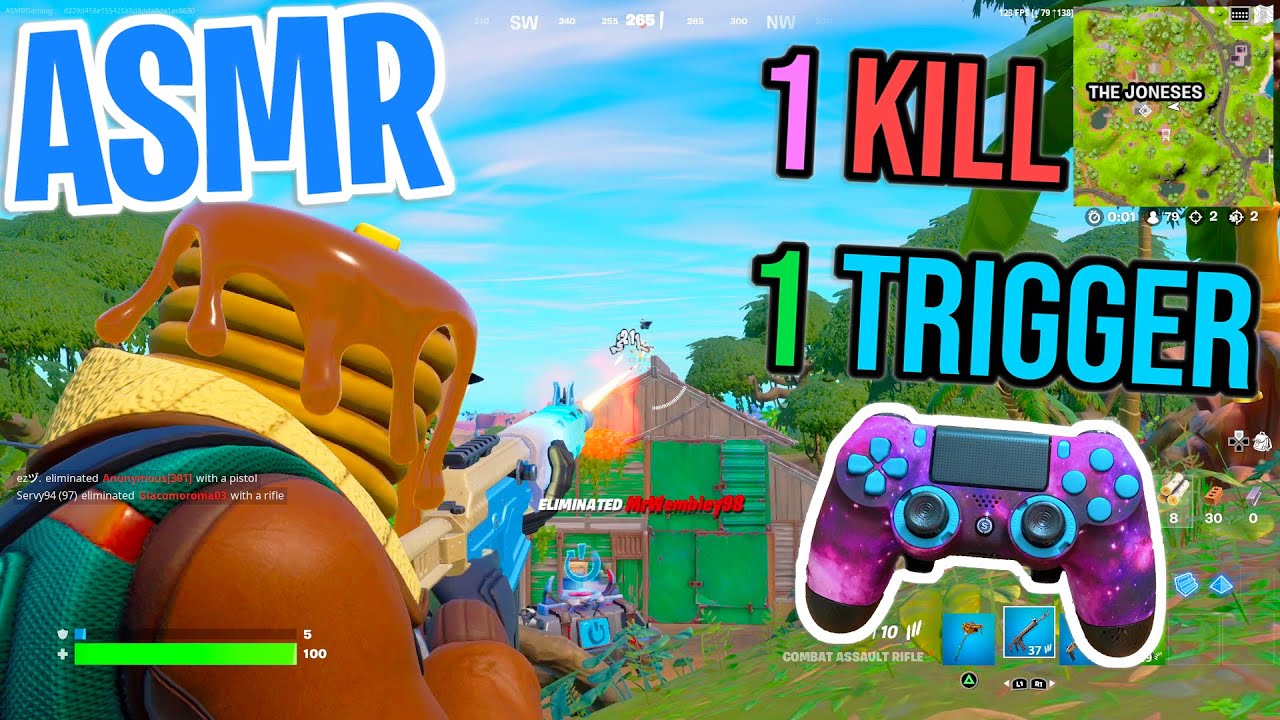 ASMR Gaming 😴 Fortnite 1 Kill = 1 Trigger Relaxing Mouth Sounds 🎮🎧 Controller Sounds + Whispering 💤