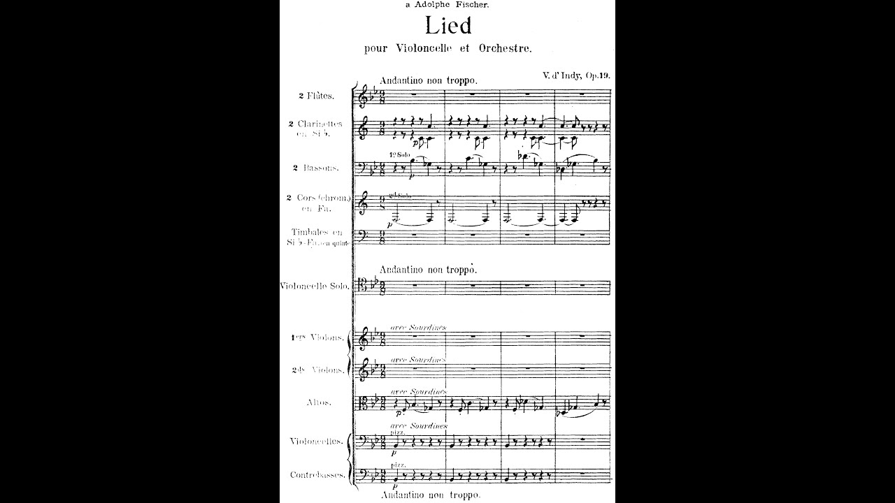 Lied for Cello and Orchestra Op.19 By Vincent d'Indy (with Score)