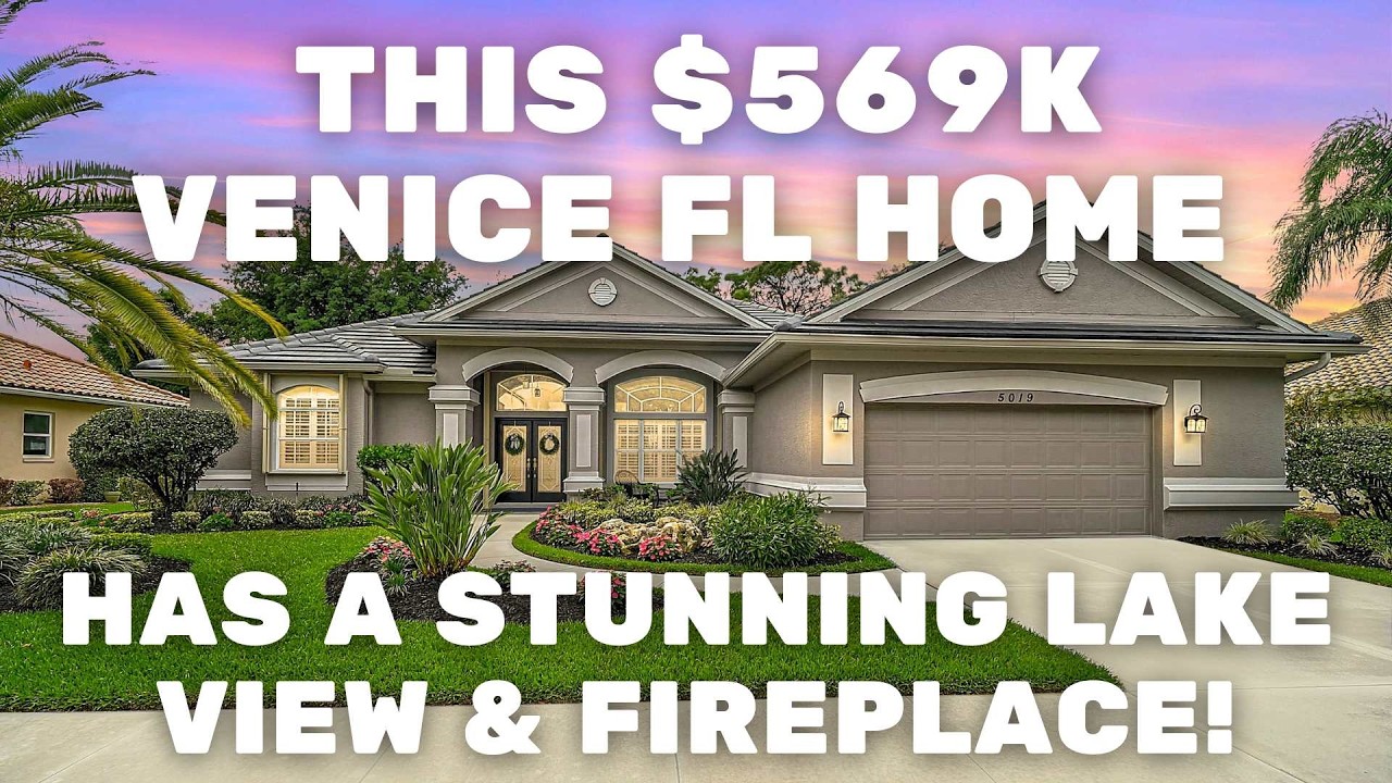 $569K Lakefront Home in Venetia Venice FL | Pool-Ready Living + Fireplace Dream