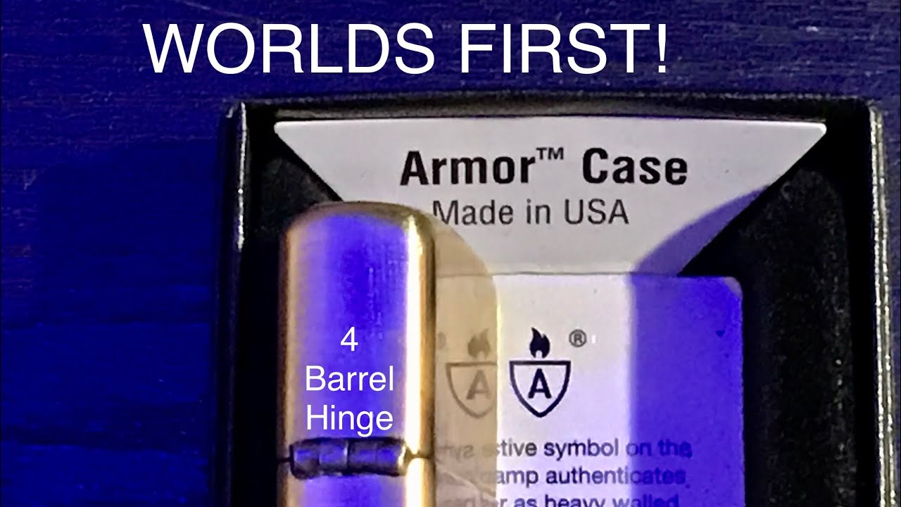 Worlds First Armor Zippo With 4 Barrel Hinge !!!