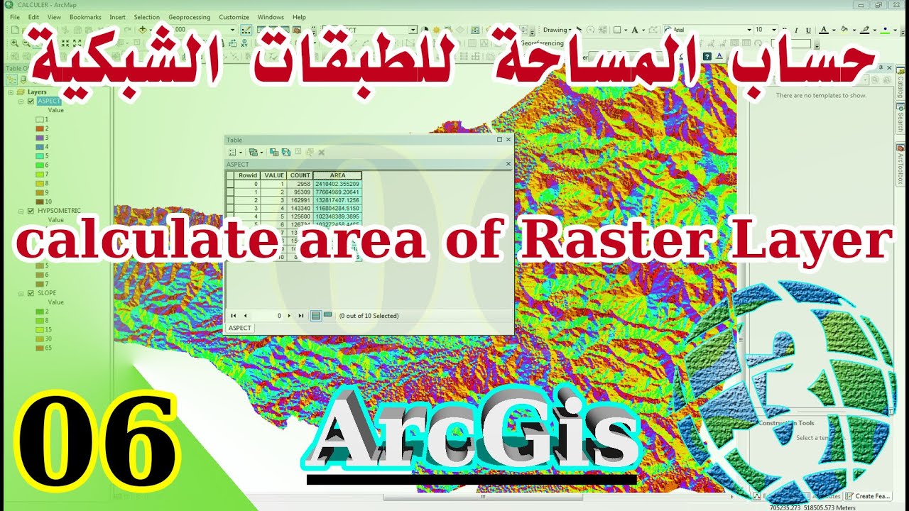 حساب المساحة للطبقات الشبكية ArcGis - calculate area of raster layer