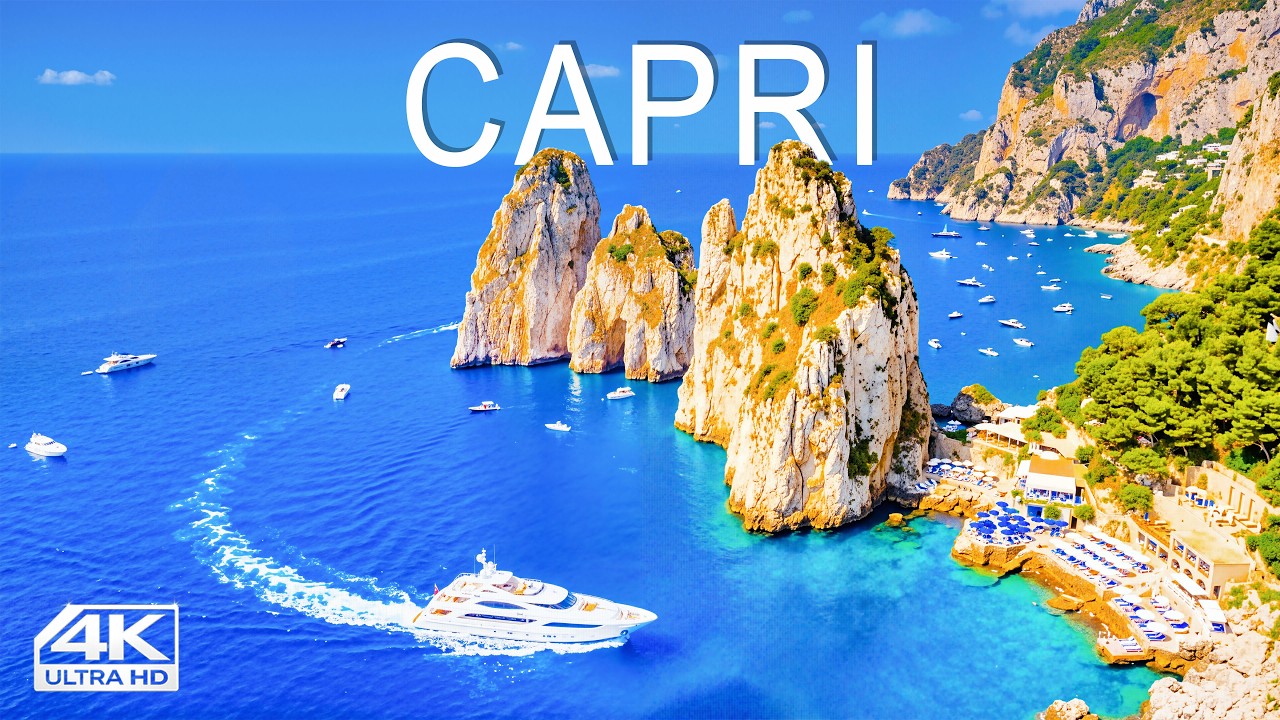 Капри 🇮🇹 Видео с дрона в формате 4K | Голубой грот, белые скалы и кристально чистая вода