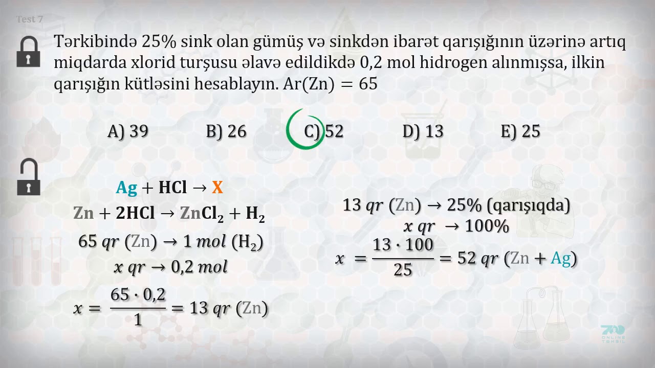 56 Kimya Çətin testlər