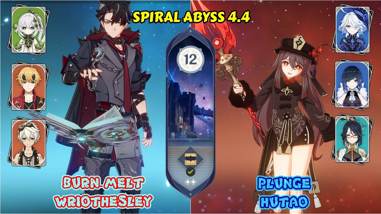 Spiral Abyss 4.4 | Burn-Melt Wriothesley & Plunge Hutao | Genshin Impact