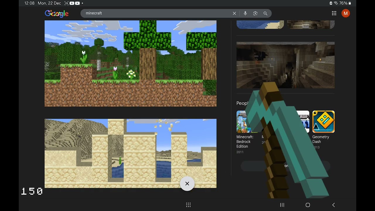 Playing minecraft Google version 