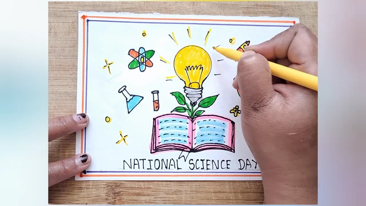 How to draw  National Science Day Drawing Easy (Steps by step),Science Day drawing 😀