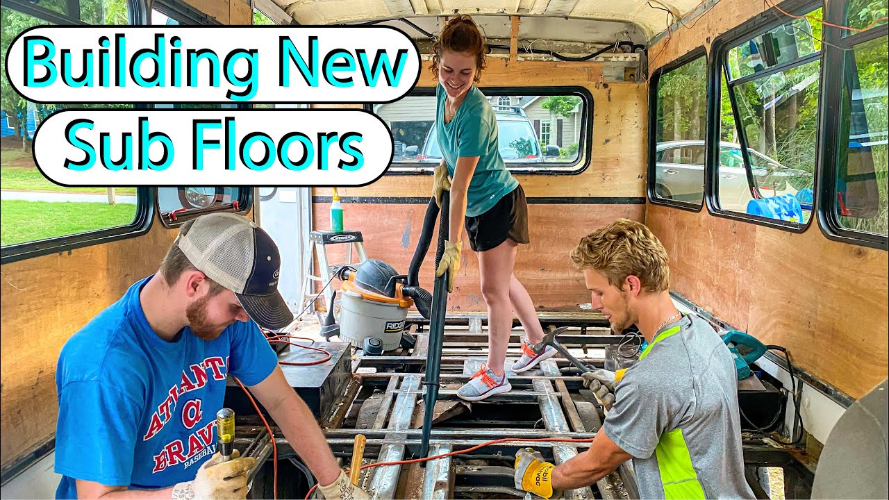 SHUTTLE BUS Conversion | Building New Sub Floors | DIY Supplies