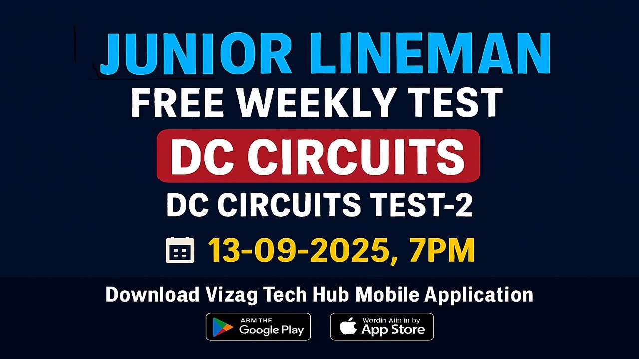 JUNIOR LINEMAN FREE WEEKLY TEST || DC CIRCUITS TEST-2 (13.09.2025)