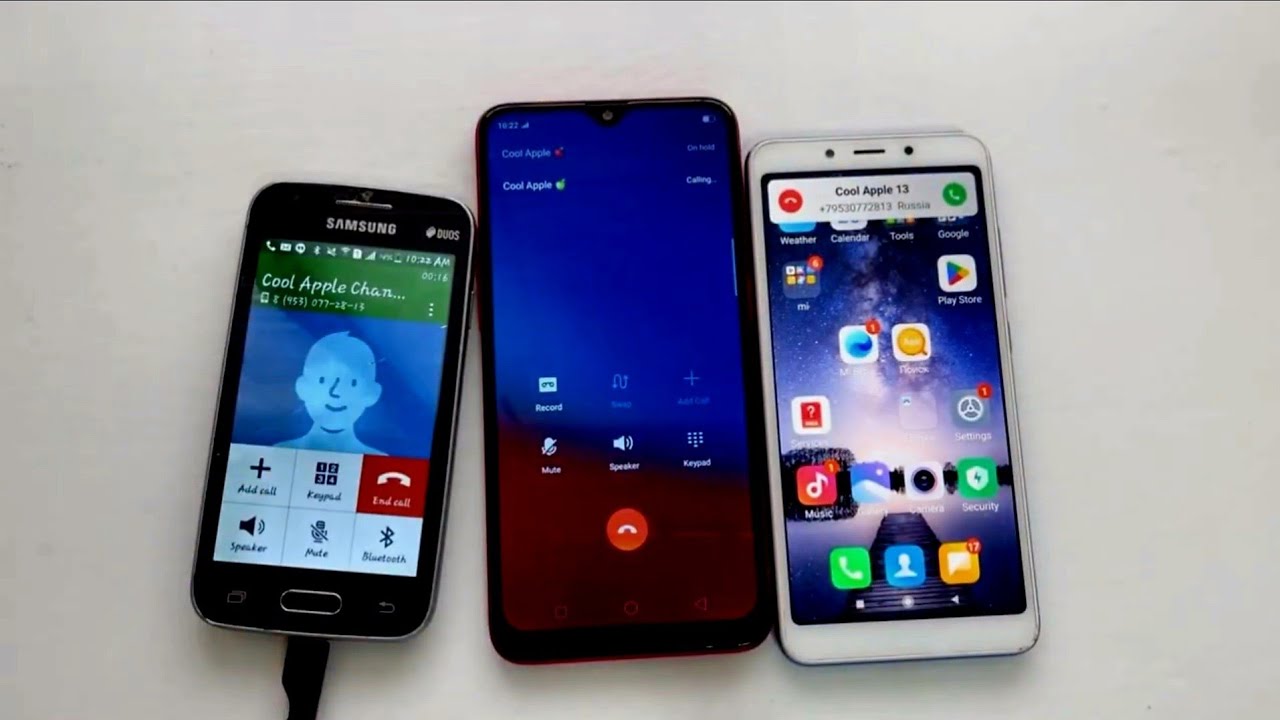 Samsung Ace 4 vs Oppo A5s vs Xiaomi Redmi 6 / Conference call & incoming & outgoing calls