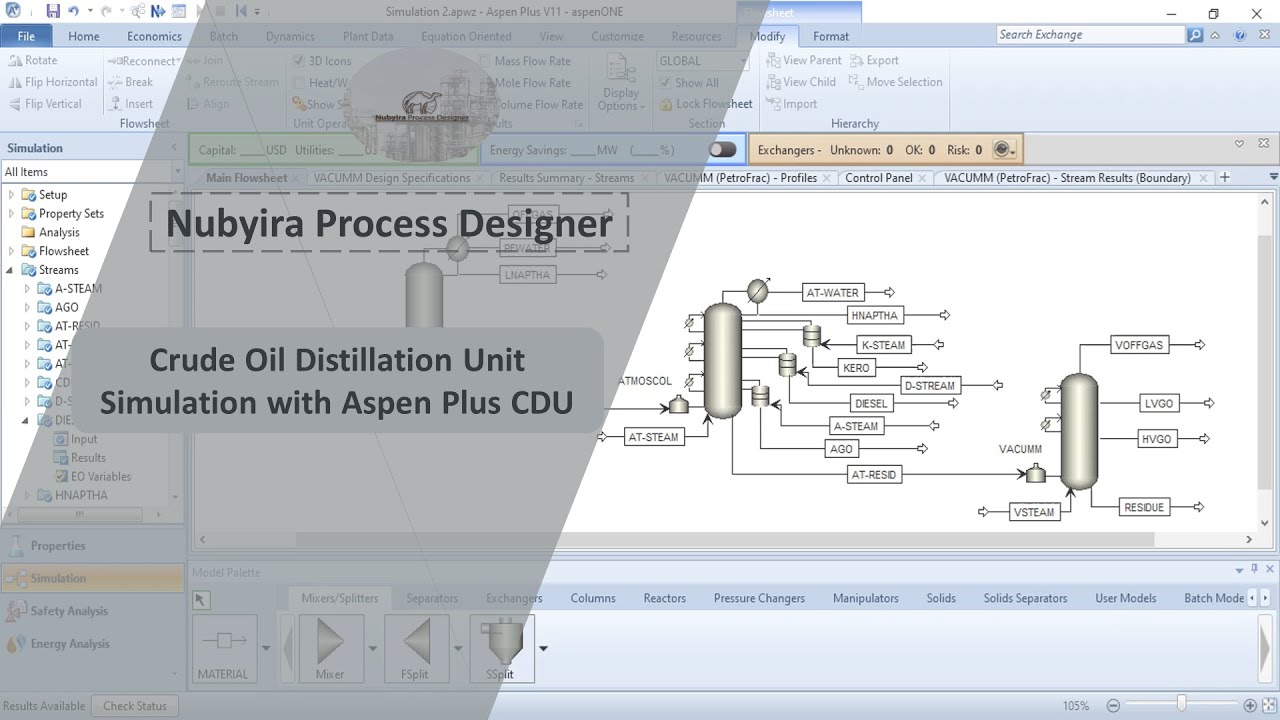 Crude Oil Distillation Unit Simulation with Aspen Plus CDU