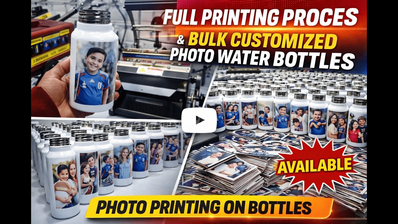 Photo Printed Water Bottle Business | Full Printing Process | Bulk Order Work 