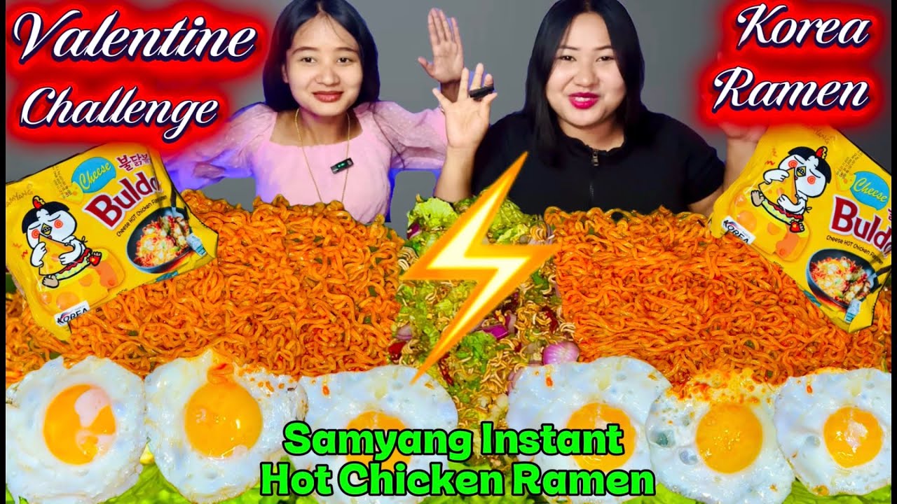 KOREA SAMYANG INSTANT HOT CHICKEN RAMEN WITH CHEESE FLAVOUR CHALLENGE 🔥 || FRIED EGG,MIMI SINGJU