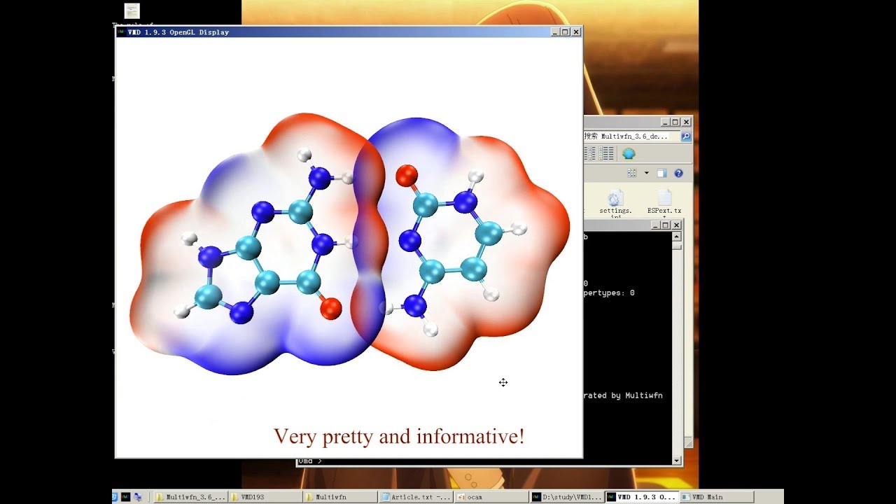 Using Multiwfn and VMD to easily plot electrostatic potential colored molecular vdW surface map