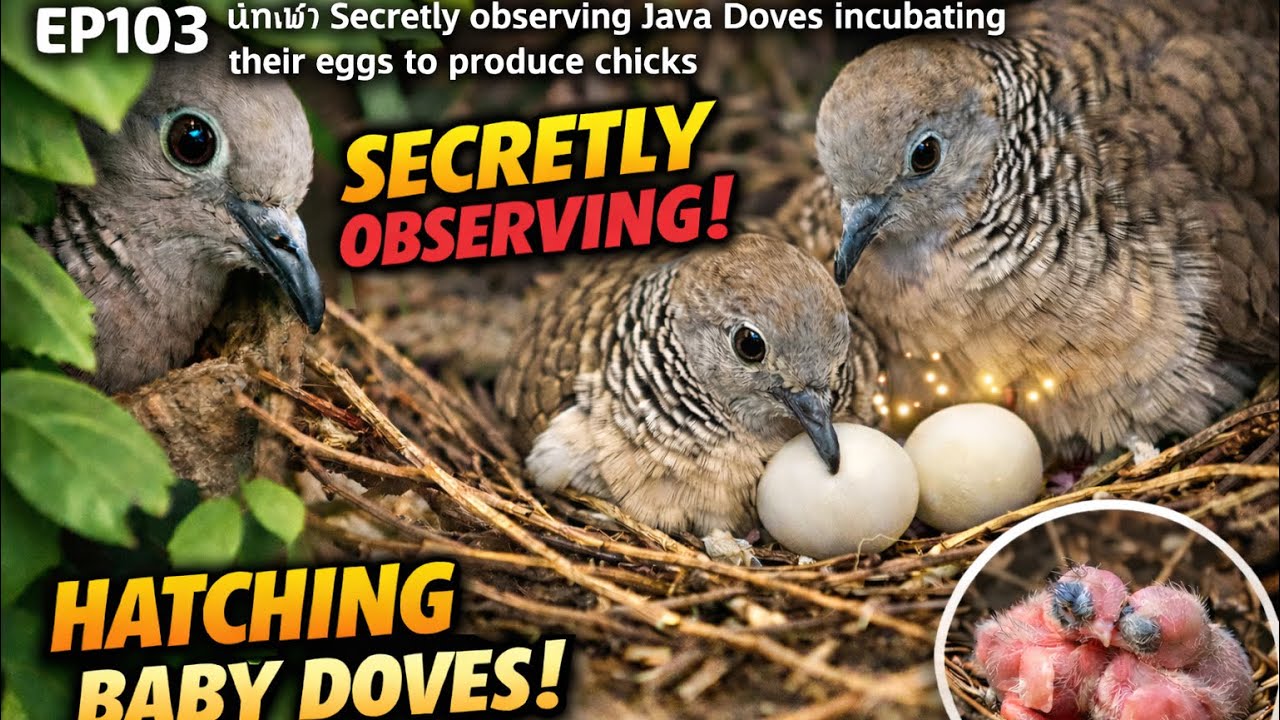 EP103 นกเขา Secretly observing Java Doves incubating their eggs to produce chicks #birds #dove