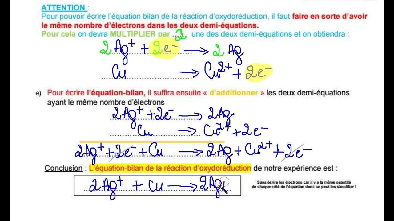 Réaction d'oxydoréduction : Comprendre une réaction d'oxydoréduction et écrire son équation-bilan?